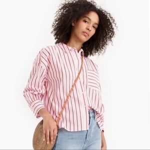 J.Crew Oversized Button Up in Cotton Poplin Stripe